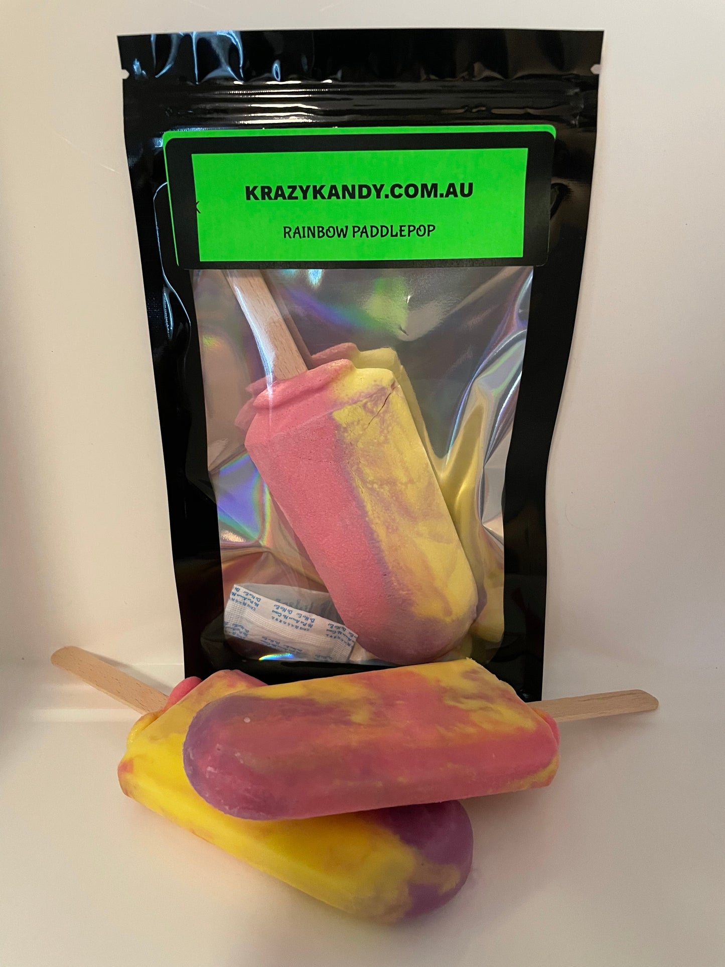 Freeze dried Rainbow paddle pop